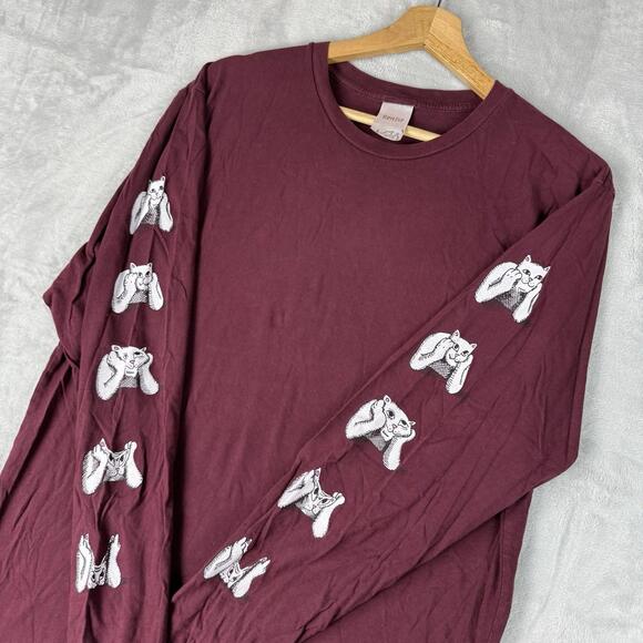 RIPNDIP Other - Ripndip Lord Nermal Long Sleeve Tee Burgundy Cat Graphic L Streetwear Skater Y2K